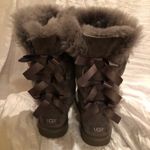 Tall Grey Bow UGGS